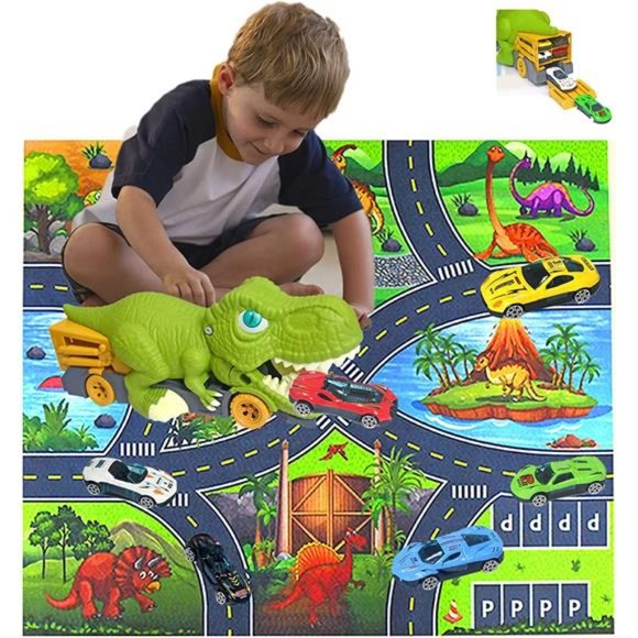 Dinosaur Transport Truck Toys for 3-5 Years，8 in 1 Dino Carrier Vehicle Trucks - Picture 3 of 6